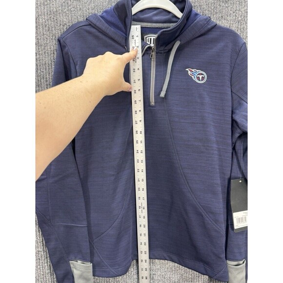 NFL Tennessee Titans 1/4 Zip Pullover Hoodie Womens Large Navy Blue Thumbholes - Picture 4 of 9